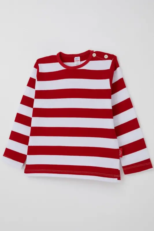 Erkek Bebek Uzun Kollu Tişört Patlı 9 Ay-3 Yaş, Kırmızı-Kırmızı - 3