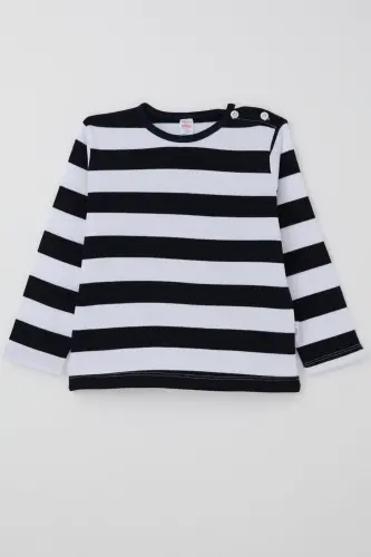 Erkek Bebek Uzun Kollu Tişört Patlı 9 Ay-3 Yaş, Lacivert-Lacivert - 3