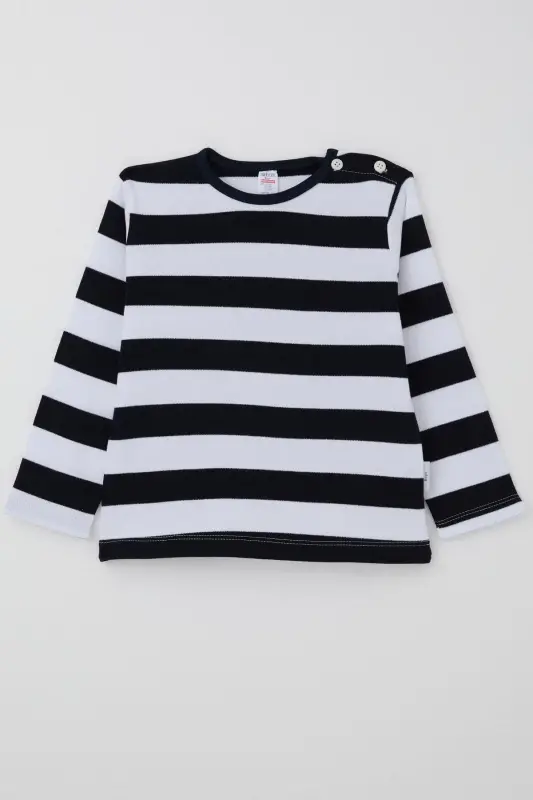 Erkek Bebek Uzun Kollu Tişört Patlı 9 Ay-3 Yaş, Lacivert-Lacivert - 3