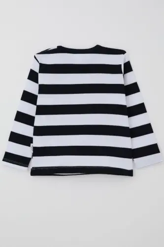 Erkek Bebek Uzun Kollu Tişört Patlı 9 Ay-3 Yaş, Lacivert-Lacivert - 4