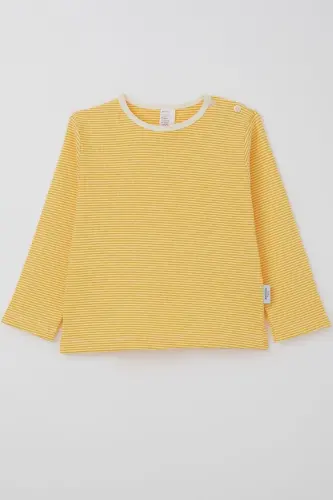 Erkek Bebek Uzun Kollu Tişört Patlı 9 Ay-3 Yaş, Sarı-Sarı 