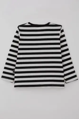 Erkek Bebek Uzun Kollu Tişört Patlı Çizgili 9 Ay-3 Yaş, Siyah-Siyah - BREEZE (1)