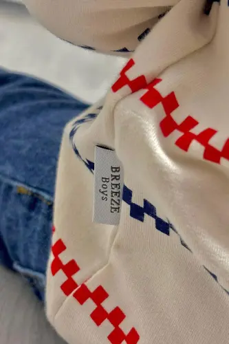 Erkek Bebek Uzun Kollu Tişört Patlı Minimal Marin Çizgili 9 Ay-3 Yaş, Krem-Krem - 3