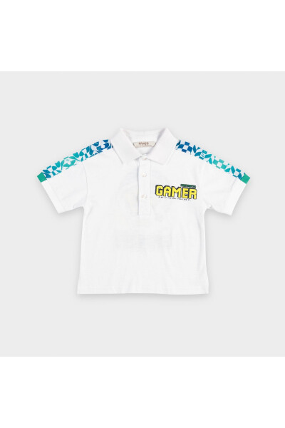 Erkek Bebek Beyaz Polo Yaka Tişört - 4