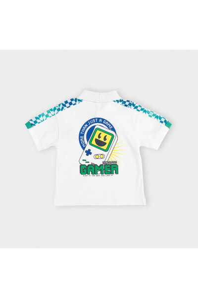 Erkek Bebek Beyaz Polo Yaka Tişört - 5