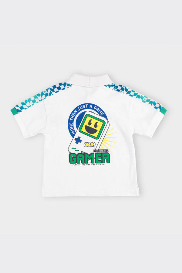 Erkek Bebek Beyaz Polo Yaka Tişört - 2