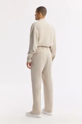 Erkek Bej Klasik Bel Toka Detaylı Soft Touch Baggy Fit Pantolon A51Y3033 - 4