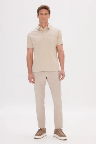 Erkek Bej Comfort Fit Rahat Kesim Polo Yaka Pamuklu Kısa Kollu Tişört-Bej - ALTINYILDIZ CLASSICS (1)