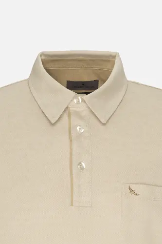 Erkek Bej Comfort Fit Rahat Kesim Polo Yaka Pamuklu Kısa Kollu Tişört-Bej - 7