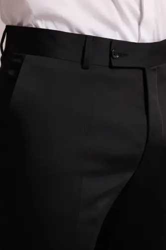 Erkek Bej Damatlık Slim Fit Kırlangıç Yaka Desenli - Bej - 7