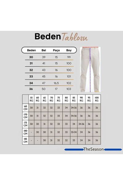 Erkek Bej Gabardin Pamuklu Keten Slim Fit Yan Cep Esnek Chino Pantolon - 6