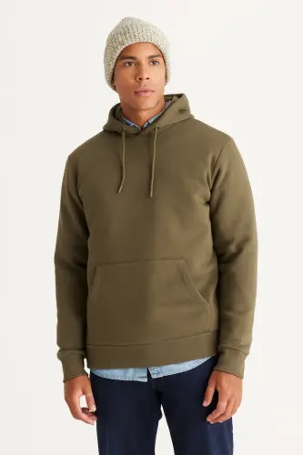 Erkek Bej-Haki 2'li Paket Pamuklu İçi Polarlı Sweatshirt Kapüşonlu Kanguru Cepli Standart Fit - BEJ HAKI - AC&CO / ALTINYILDIZ CLASSICS (1)