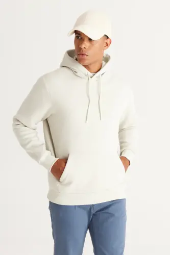 Erkek Bej-Haki 2'li Paket Pamuklu İçi Polarlı Sweatshirt Kapüşonlu Kanguru Cepli Standart Fit - BEJ HAKI - 7