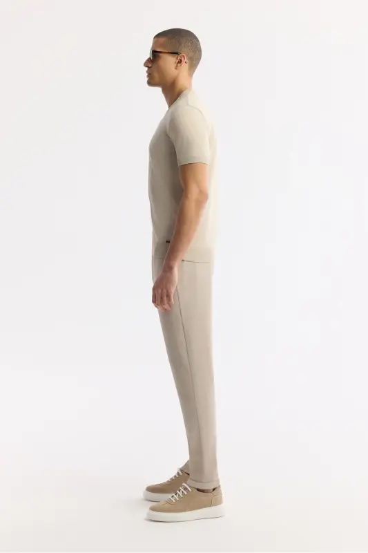 Erkek Bej Beli Lastikli Bi-Stretch Chino Slim Fit Pantolon B003033 - Bej - 2