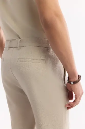 Erkek Bej Beli Lastikli Bi-Stretch Chino Slim Fit Pantolon B003033 - Bej - 5