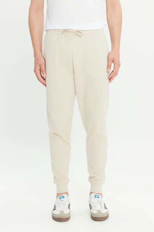Erkek Bej Standart Fit Normal Kesim 2 İplik Cepli Rahat Pamuklu Jogger Eşofman Altı - Bej - AC&CO / ALTINYILDIZ CLASSICS