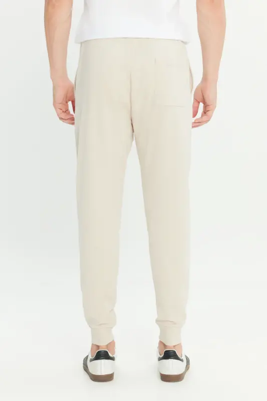 Erkek Bej Standart Fit Normal Kesim 2 İplik Cepli Rahat Pamuklu Jogger Eşofman Altı - Bej - 5
