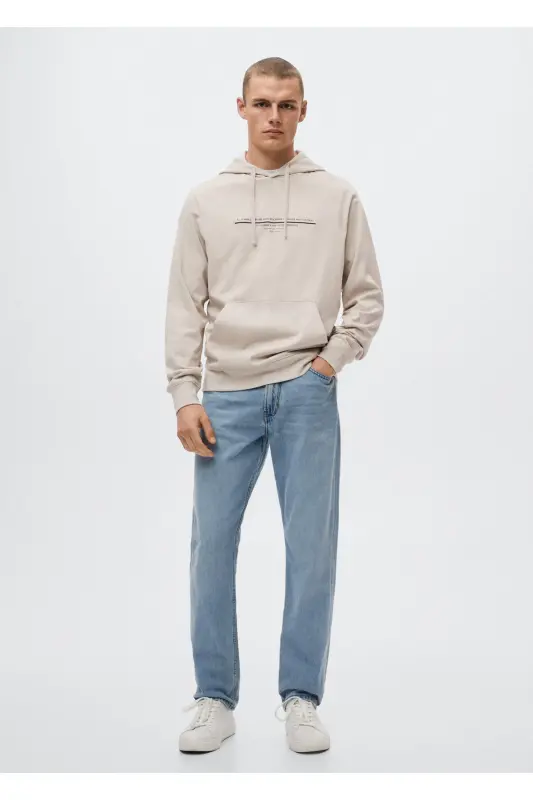 Erkek Bej Sweatshirt 37000834-Buz Rengi - MANGO MAN