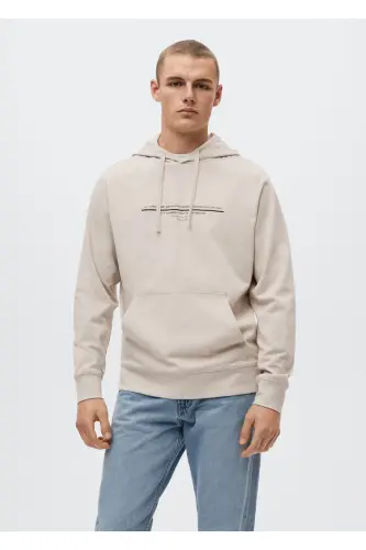 Erkek Bej Sweatshirt 37000834-Buz Rengi - MANGO MAN (1)