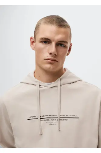 Erkek Bej Sweatshirt 37000834-Buz Rengi - 5