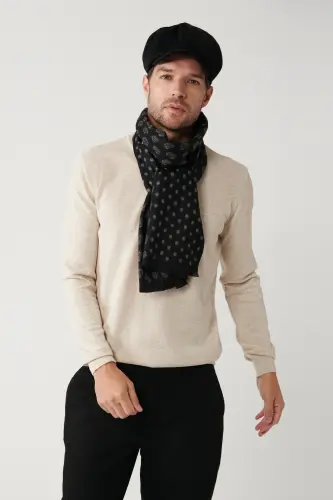 Erkek Bej Bisiklet Yaka Yün Karışımlı Triko Regular Fit Kazak B005013 - Bej - 3