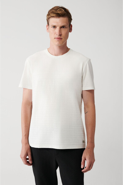 Erkek Beyaz %100 Pamuk Bisiklet Yaka T-Shirt A31Y1057-Beyaz 