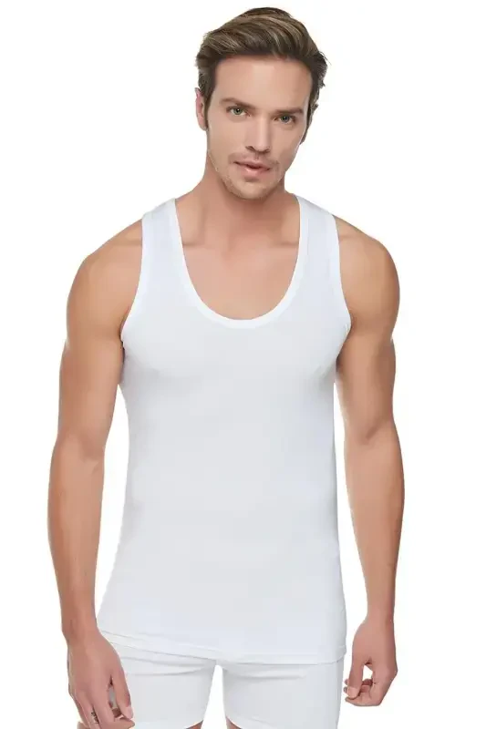 Erkek Beyaz 6'lı Paket Ribana Klasik Atlet-Beyaz - 1