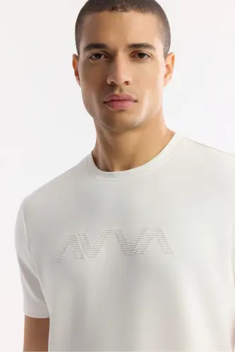 Erkek Beyaz Baskılı Bisiklet Yaka İnterlok Regular Fit T-Shirt A41Y1174-Beyaz - AVVA (1)