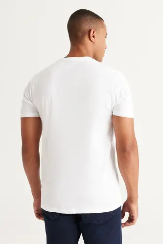 Erkek Beyaz-Beyaz 2'li Paket Slim Fit Dar Kesim Pamuklu Basic Tişört-BEYAZ - 7