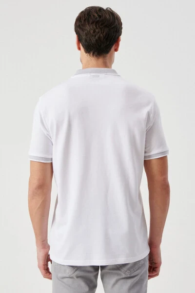 Erkek Beyaz-beyaz Comfort Fit Rahat Kesim Polo Yaka Tişört-BEYAZ - 5