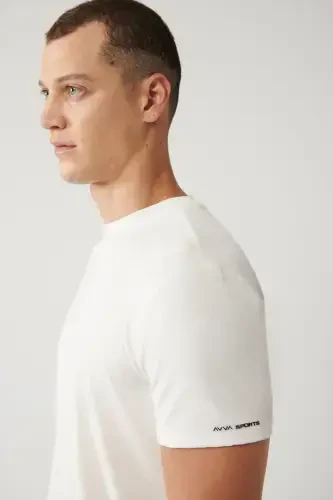 Erkek Beyaz Bisiklet Yaka Baskılı Soft Touch Regular Fit T-Shirt A41Y1032-Beyaz - AVVA (1)