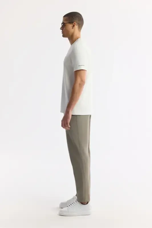 Erkek Beyaz Bisiklet Yaka Baskılı Basic Regular Fit T-Shirt A41Y1167-Beyaz - 3