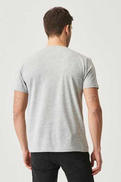 Erkek BEYAZ-GRİ MELANJ 2'li Paket Slim Fit Dar Kesim Pamuklu Basic Tişört - 6