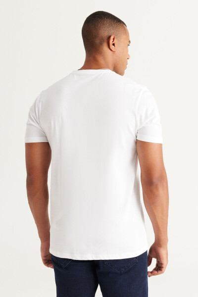 Erkek BEYAZ-GRİ MELANJ 2'li Paket Slim Fit Dar Kesim Pamuklu Basic Tişört - 7