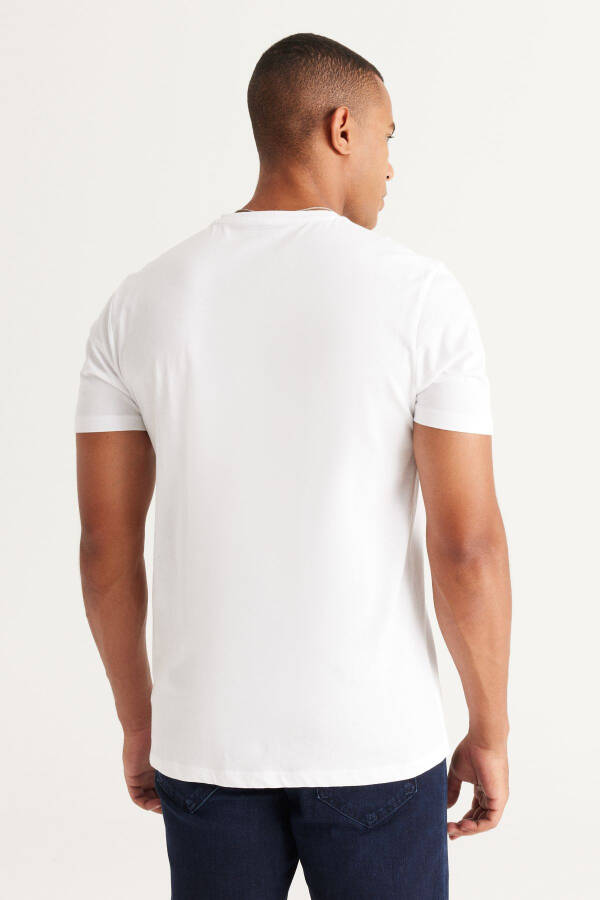 Erkek BEYAZ-GRİ MELANJ 2'li Paket Slim Fit Dar Kesim Pamuklu Basic Tişört - 7