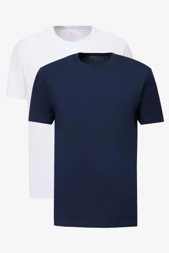 Erkek BEYAZ-LACIVERT 2'li Paket Slim Fit Dar Kesim - 2
