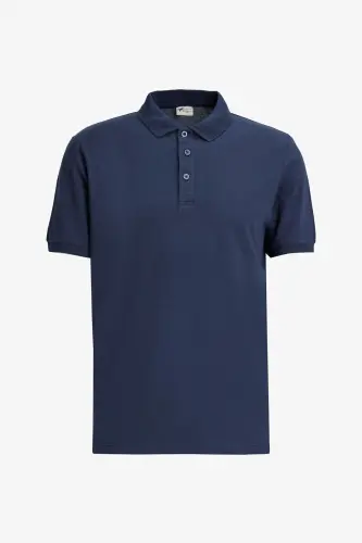 Erkek Beyaz-lacivert-açık Mavi 3'lü Çekmeyen Pamuklu Slim Fit Kıvrılmaz Polo Yaka Tişört-BEYAZ - 8