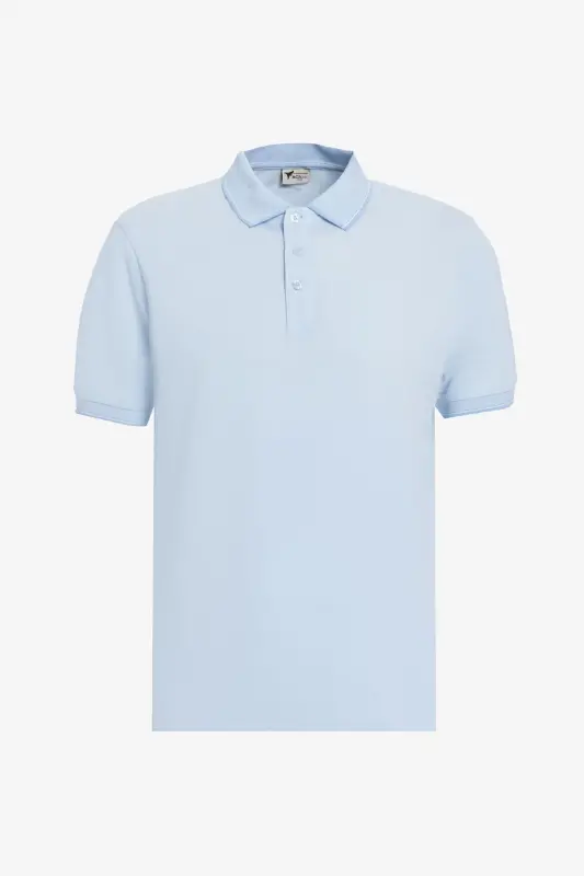 Erkek Beyaz-lacivert-açık Mavi 3'lü Çekmeyen Pamuklu Slim Fit Kıvrılmaz Polo Yaka Tişört-BEYAZ - 7