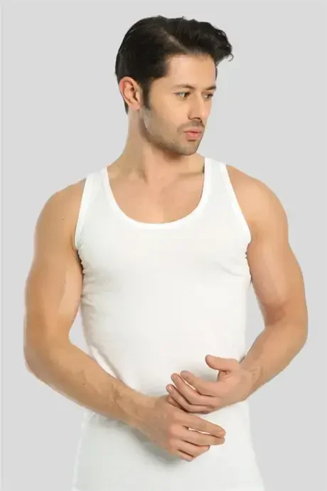 Erkek Beyaz Loklu Atlet 3'lü Paket %100 Pamuklu - 5