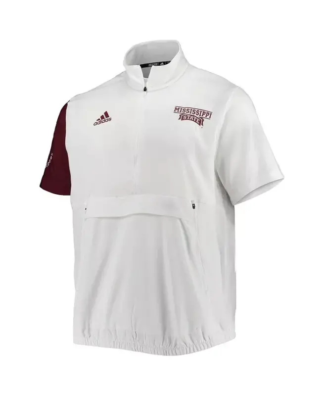 Men's White Mississippi State Bulldogs M STM AEROREADY Half-Zip Jacket - White - 2