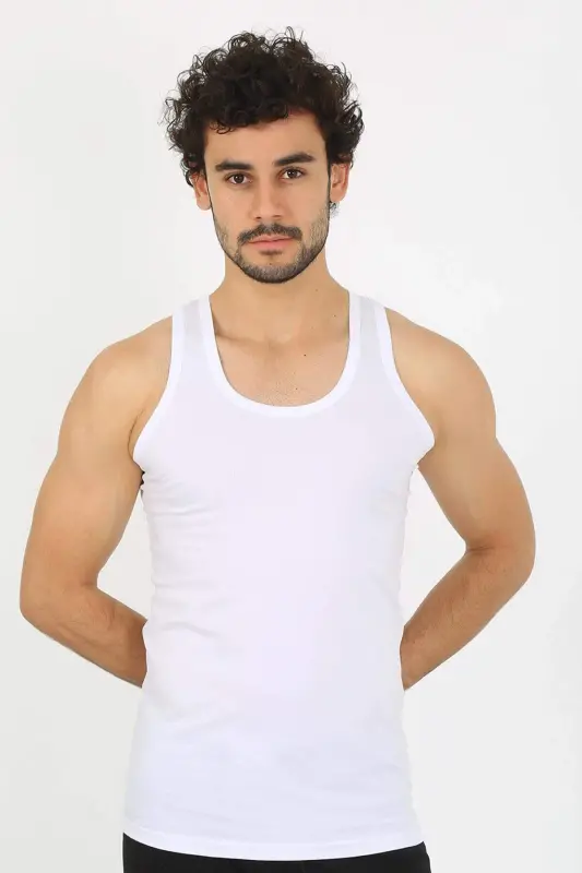 Erkek Beyaz Ribana Atlet 6502 - 3