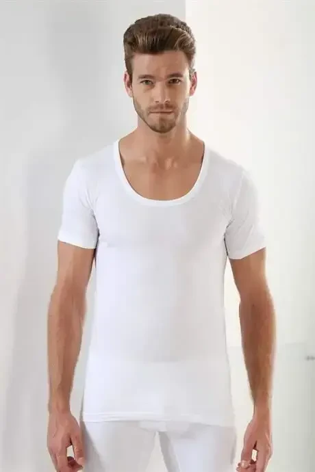 Erkek Beyaz Siyah Gri T-Shirt Bisiklet Yaka Kısa Kollu %100 Pamuk 3'lü Paket - 3