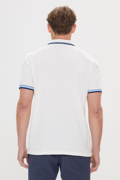 Erkek Beyaz Slim Fit Dar Kesim %100 Pamuk Polo Yaka Tişört - 5