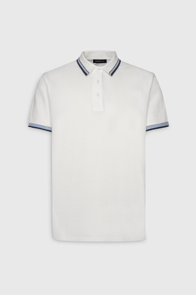 Erkek Beyaz Slim Fit Dar Kesim %100 Pamuk Polo Yaka Tişört - 6