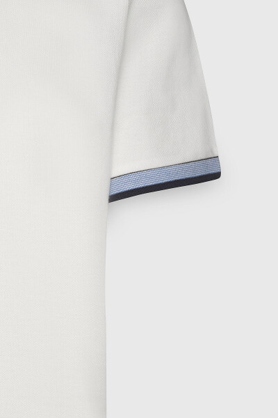 Erkek Beyaz Slim Fit Dar Kesim %100 Pamuk Polo Yaka Tişört - 8