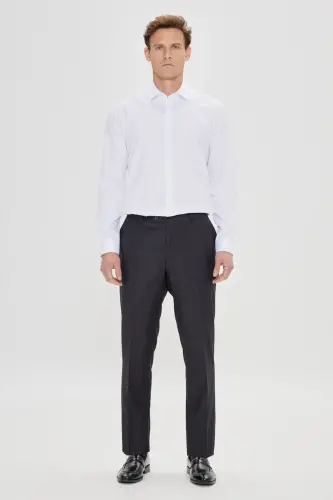 Erkek Beyaz Slim Fit Dar Kesim Klasik Yaka %100 Pamuk Ütü Gerektirmeyen Non-Iron Gömlek-Beyaz - ALTINYILDIZ CLASSICS (1)