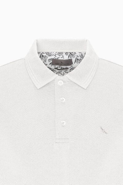 Erkek Beyaz Slim Fit Dar Kesim Polo Yaka %100 Pamuk Kısa Kollu Tişört - Beyaz - 7