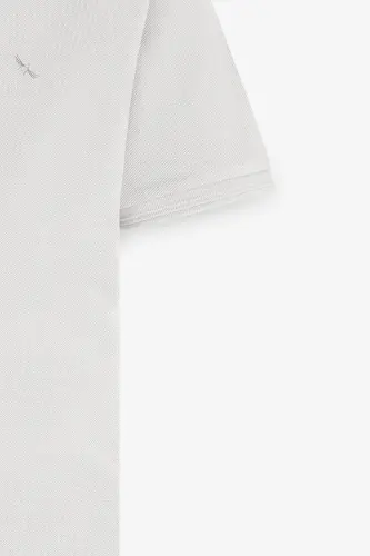Erkek Beyaz Slim Fit Dar Kesim Polo Yaka %100 Pamuk Kısa Kollu Tişört - 8