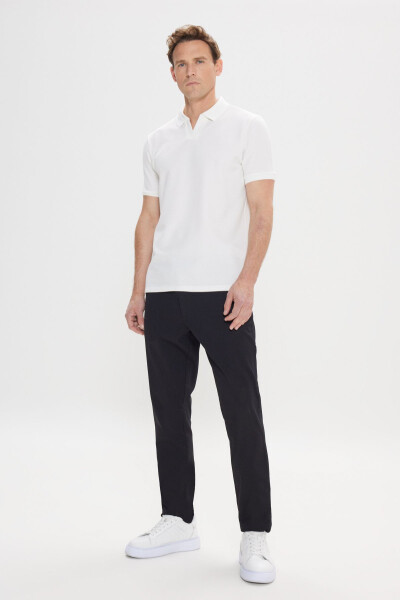 Erkek Beyaz Slim Fit Dar Kesim Polo Yaka Armürlü Tişört - Beyaz - 3