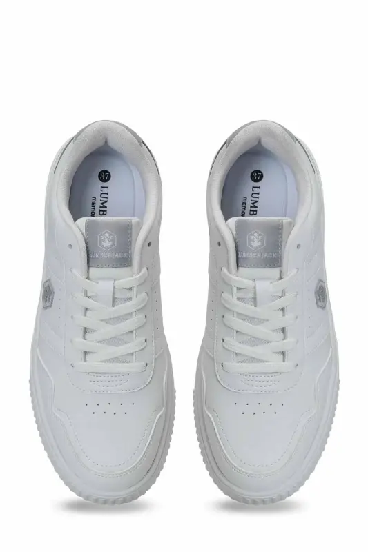 Erkek Beyaz Sneaker Günlük Bağcıklı Spor Ayakkabı - Beyaz-OCT - 5
